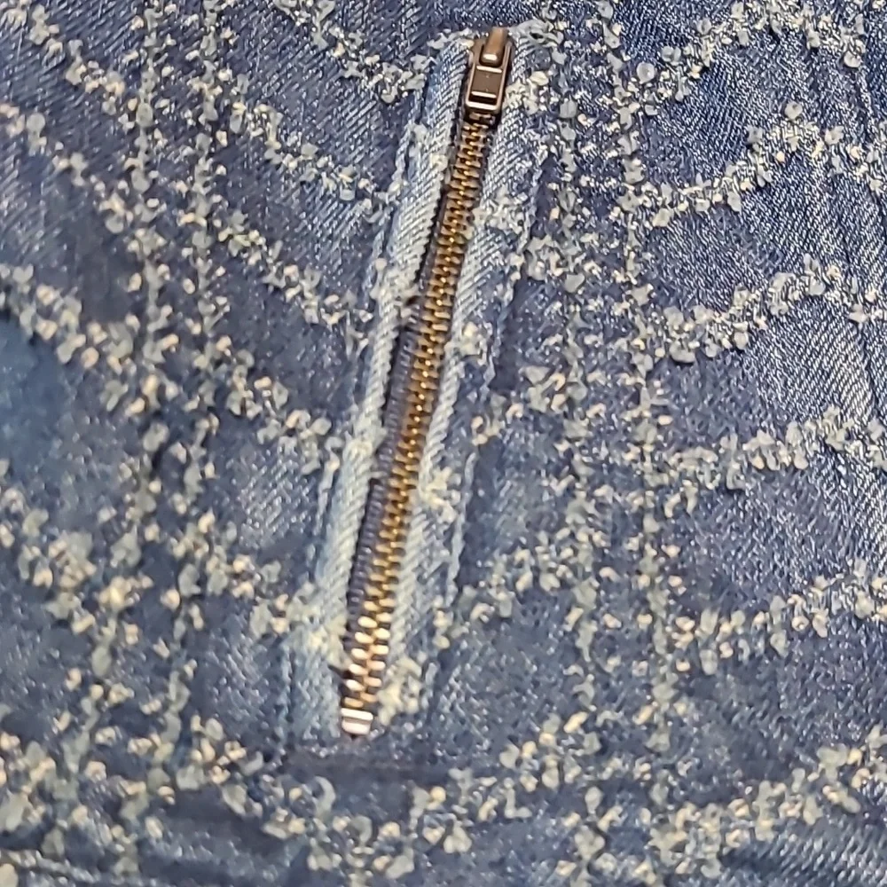 FREE PEOPLE FULL-ZIP HERRINGBONE PATTERN DENIM JACKET - Picture 5 of 16